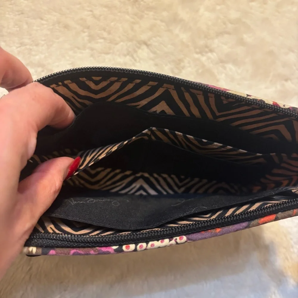 Vera Bradley Wristlet Wallet Floral Fabric Purple Pink Tan Red Cream Zipup